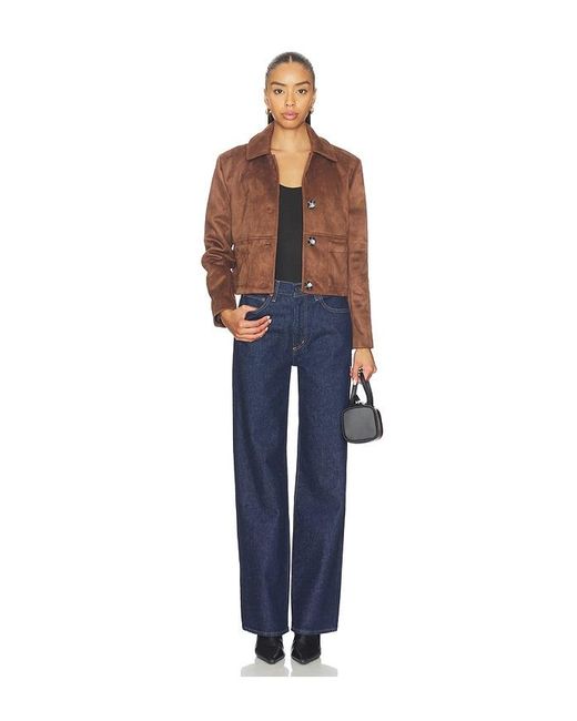 Milkwhite Blue Cropped Faux Leather Jacket