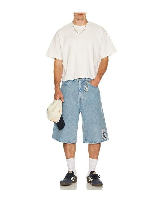 Siegelman Stable Blue X Ford Patched Denim Jorts for men