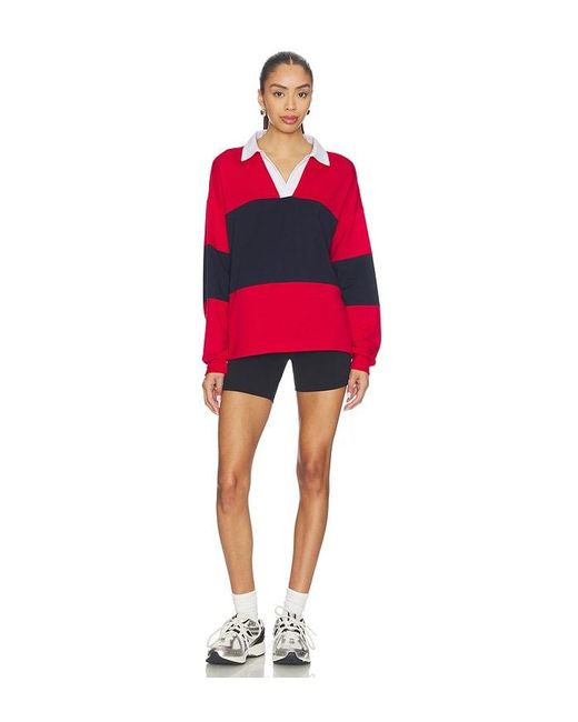 Splits59 Red Katie Fleece Rugby Pullover