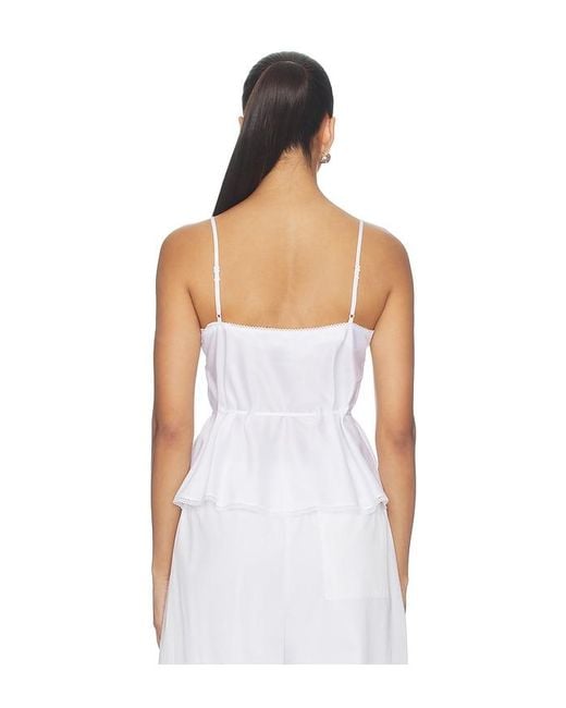 Leset White Yoko Lace Tank Top