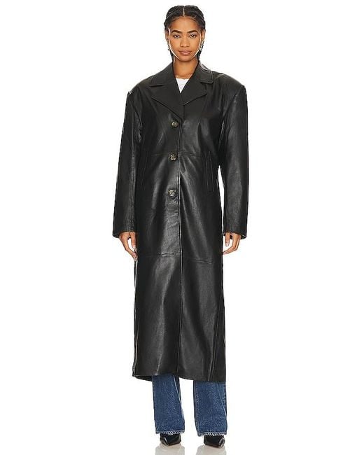 GRLFRND Black The Long Leather Coat