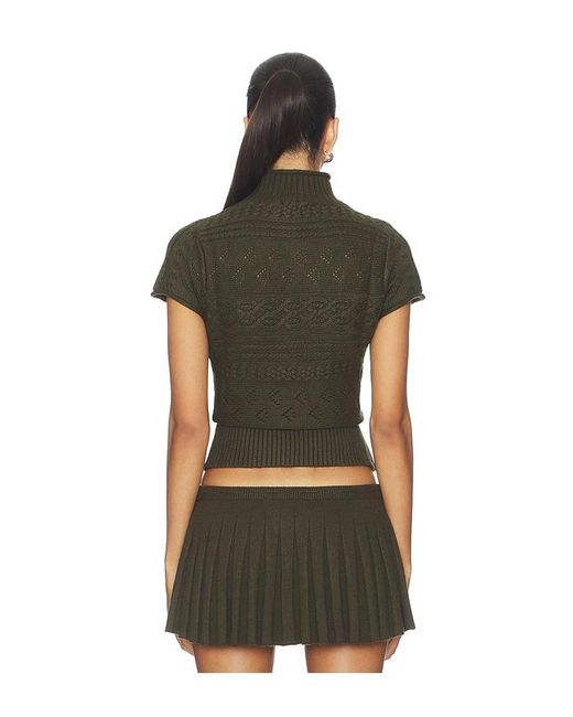 GUIZIO Black Cable Knit Turtleneck Top