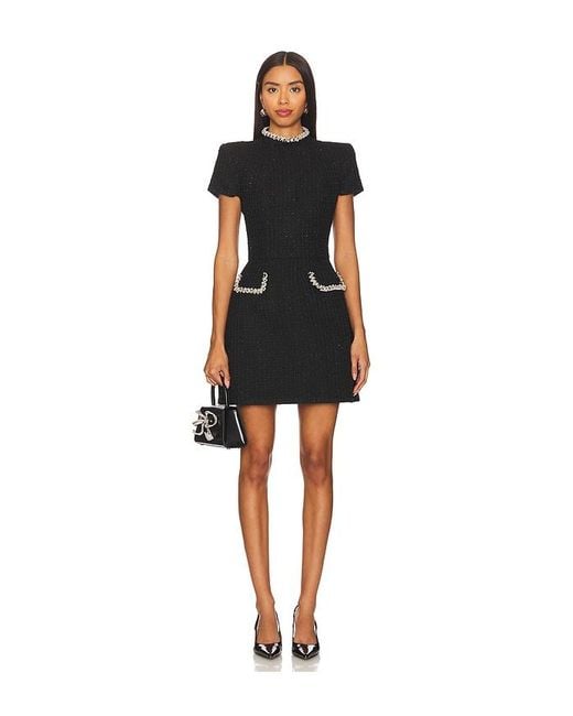 Nadine Merabi Black Embellished Tweed Mini Dress