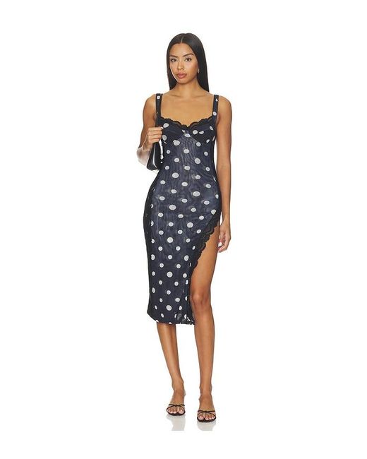 Free People Blue Not Your Baby Midi Printed Slip Dress