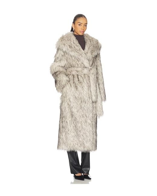 ANDAMANE White Winter Maxi Faux Fur Coat