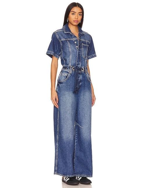 Free People Blue X We The Free Edison Wide Leg Coverall