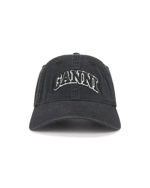 Ganni Black Washed Canvas Cap