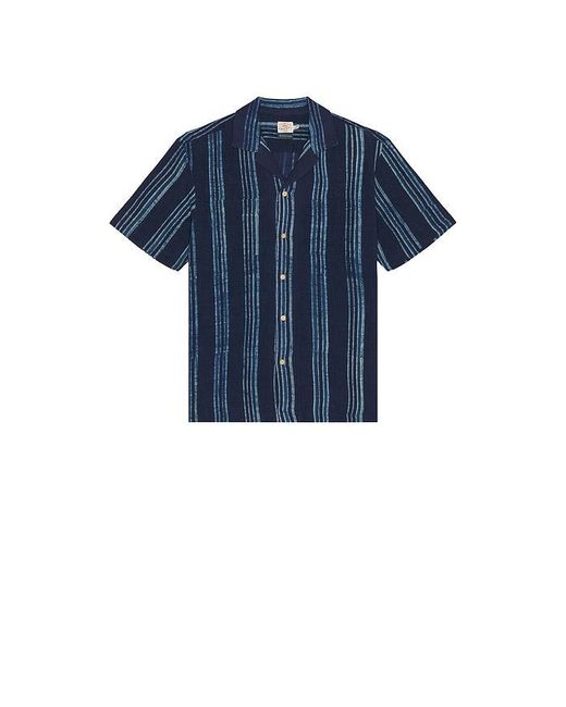 Faherty Brand Blue Short Sleeve Camp Shirt for men