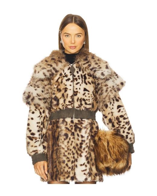 AKNVAS Multicolor Valde Faux Fur Lynx Bomber Jacket