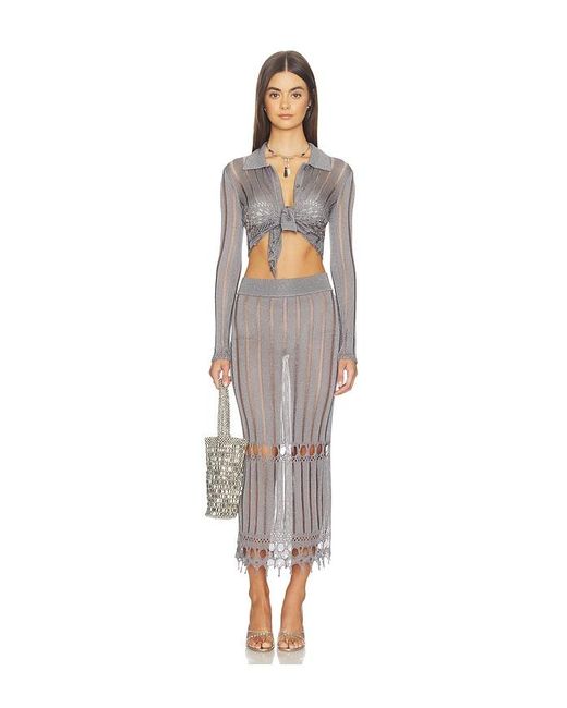 Lovers + Friends Francie Metallic Knit Maxi Skirt