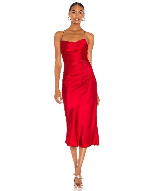 Shona Joy Wright Ruched Backless Slip Dress in Red | Lyst Australia