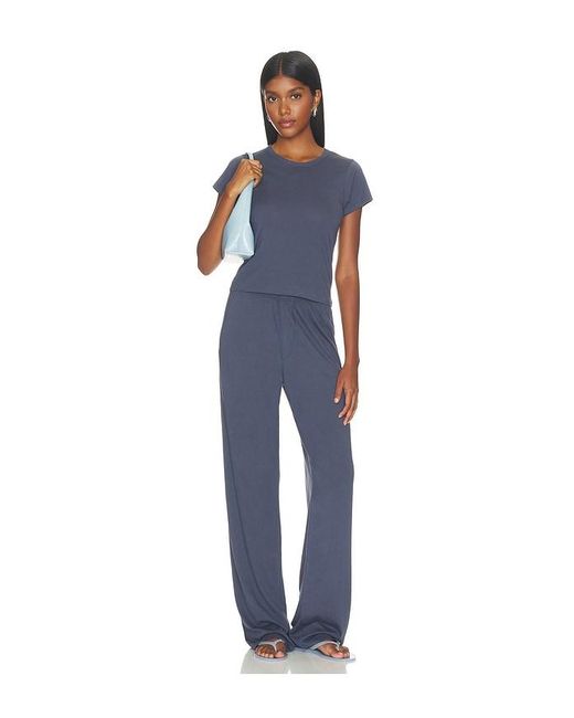 ÉTERNE Blue Cotton Lounge Pant