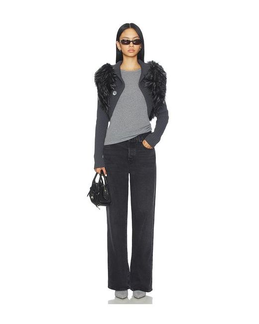 Jaded London Knit Faux Fur Shrug in Black | Lyst UK