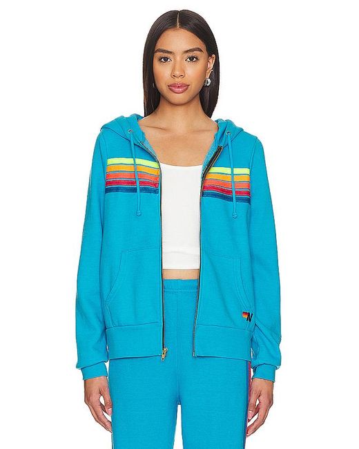 Aviator Nation Blue 5 Stripe Zip Hoodie