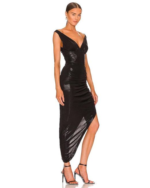 Norma Kamali Black Tara Side Drape Gown