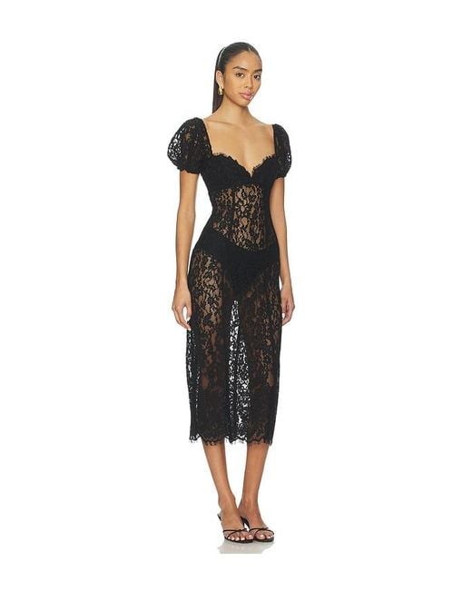 LPA Black Nicola Midi Dress