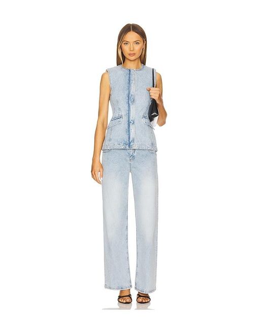 Jonathan Simkhai Blue Charley Sleeveless Button Up Top