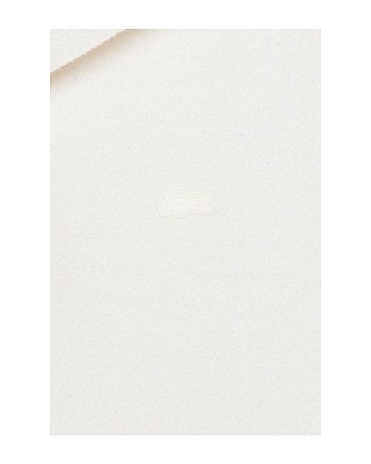 Lacoste White Runway Loose Fit Boucle Knit Polo Shirt for men