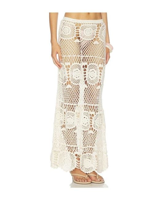 Indah Natural Allegra Solid Flower Maxi Skirt