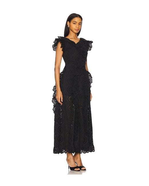 Vestido Midi De Algodón Con Ojales Charli En Talla En AKNVAS de color Black
