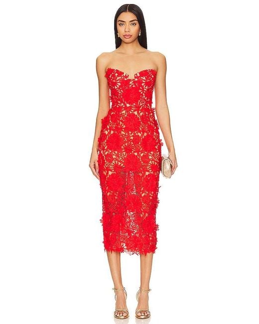 Bronx and Banco Red Jasmine Midi Dress