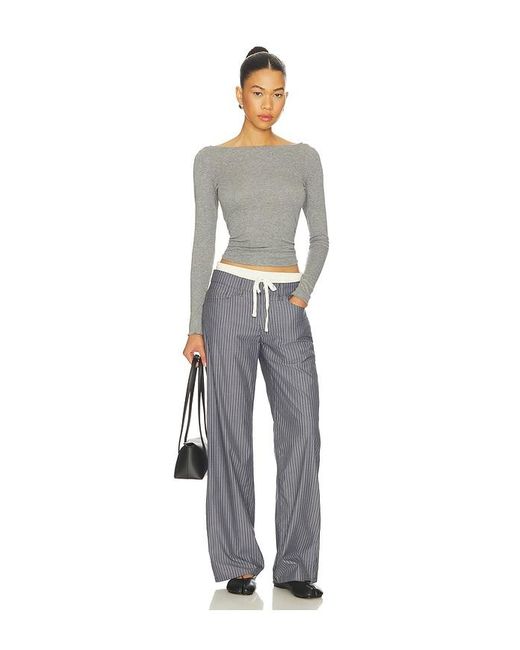 Rag & Bone Blue Saige Low-Rise Stripe Poplin Pant