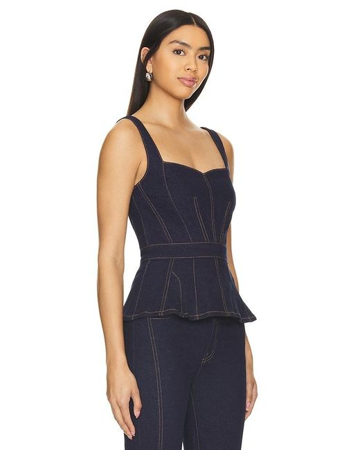 7 For All Mankind Blue Sweetheart Seamed Top