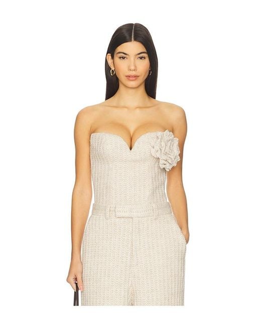 GIUSEPPE DI MORABITO Natural Rosette Strapless Top