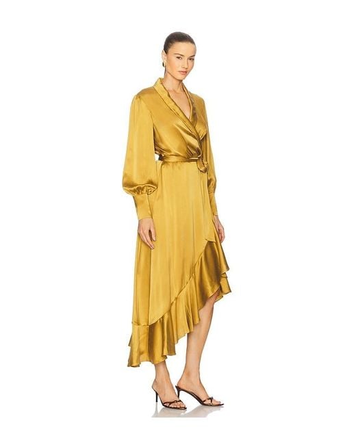 Zimmermann Yellow Midikleid Aus Seide