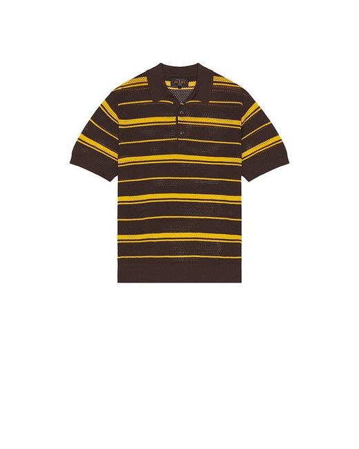 Beams Plus Mesh Polo Stripe in Orange für Herren