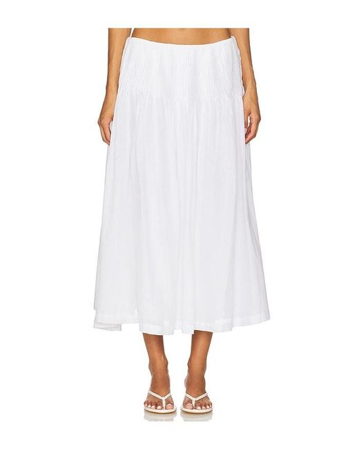 LPA White Emmy Midi Skirt