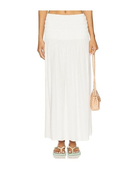 Bobi White Smocked Skirt