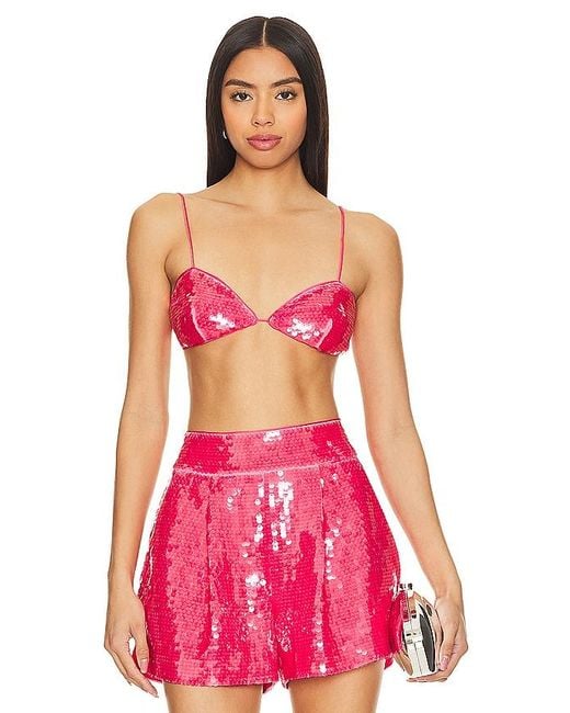 Susana Monaco Pink Sequin String Bikini Top