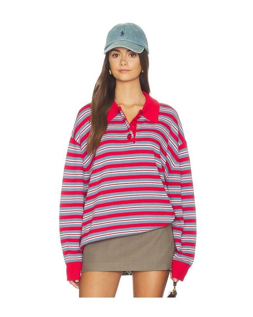 WeWoreWhat Red Henley Pull Over Sweatshirt