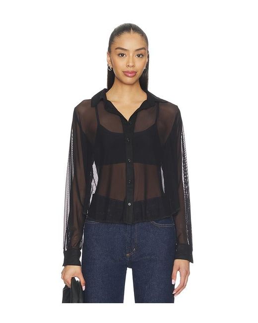 Michael Lauren Black Alameda Mesh Long Sleeve Button Up