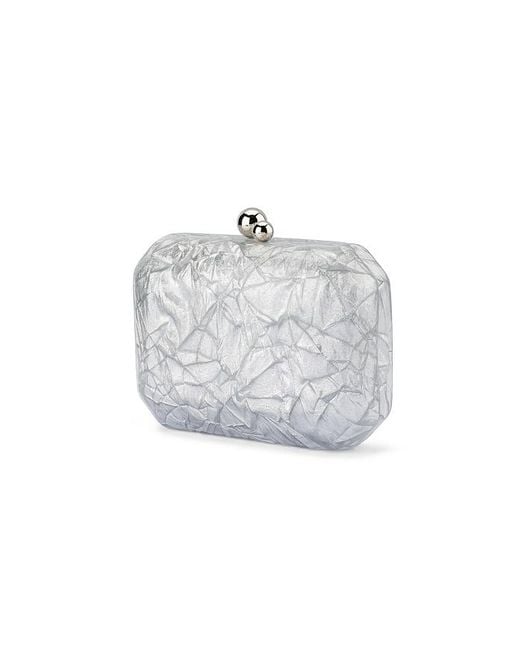 Olga Berg White Mateo Metallic Clutch