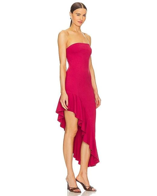 Susana Monaco Red Asymmetrical Ruffle Dress