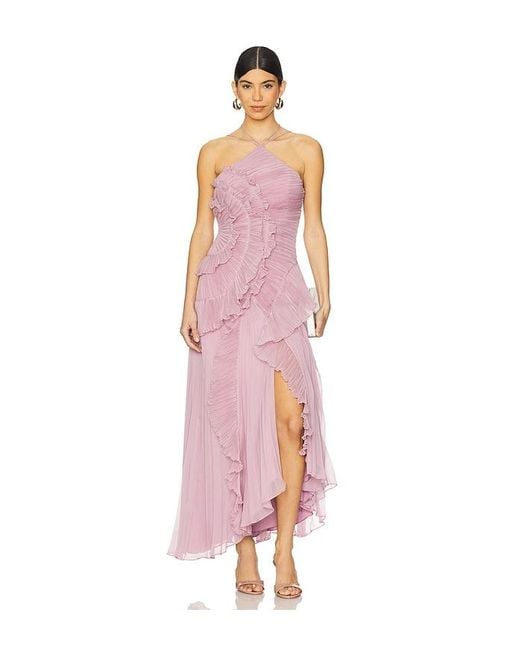 AMUR Pink Lorelie Halter Gown
