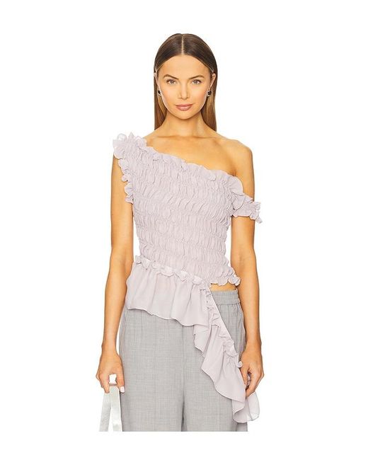 ROKH White Smocking Off Shoulder Top