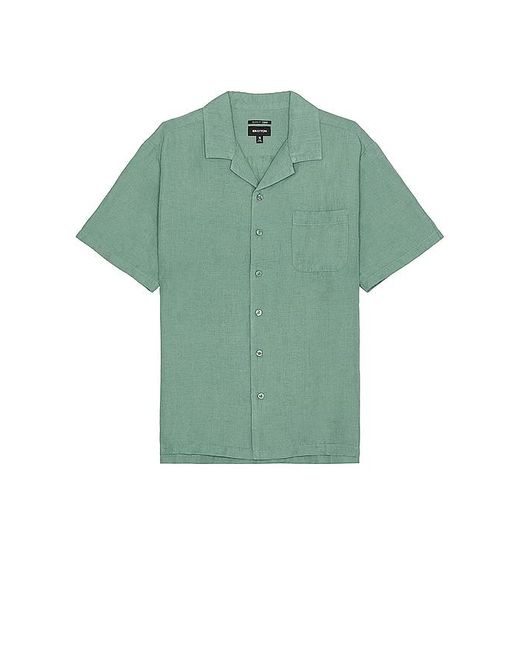 Brixton Green Bunker Linen Blend Short Sleeve Camp Collar Shirt for men