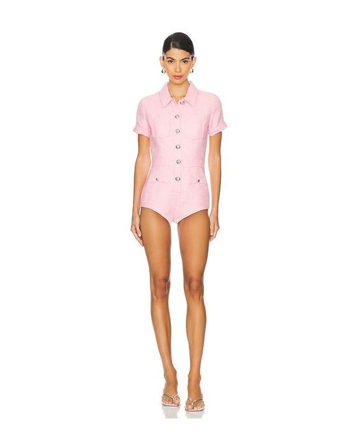 Central Park West Pink X Revolve Ash Tweed Romper