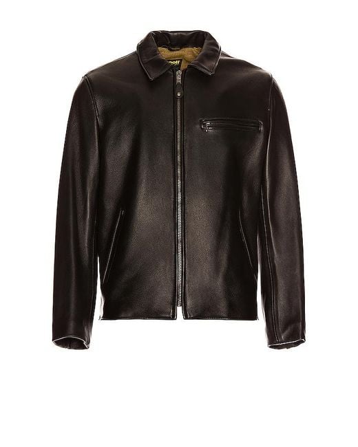 Schott Nyc Black Collar Lamb Leather Jacket for men