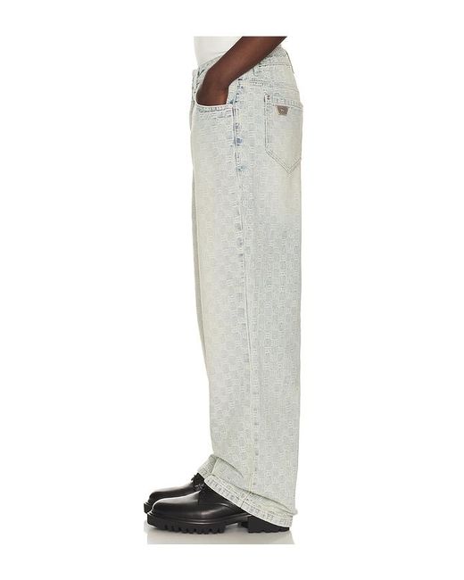 M I S B H V White Monogram Ocean Washed Jeans for men