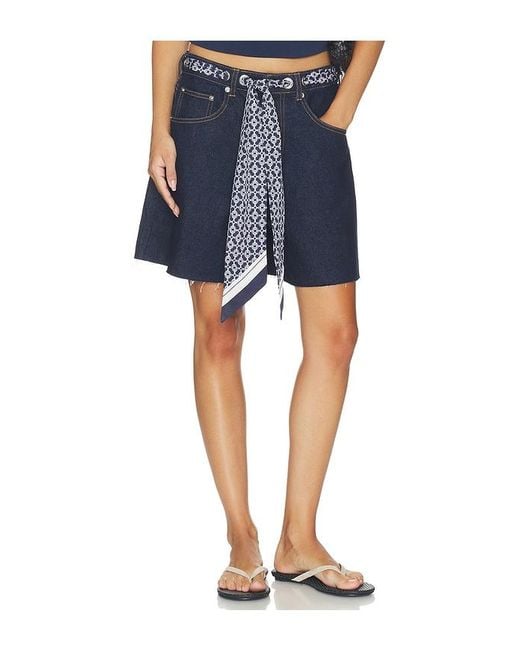 SER.O.YA Blue Sabrina Boyfriend Shorts With Scarf