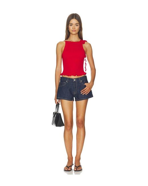 MAJORELLE Red Kamilla Crochet Flower Tank