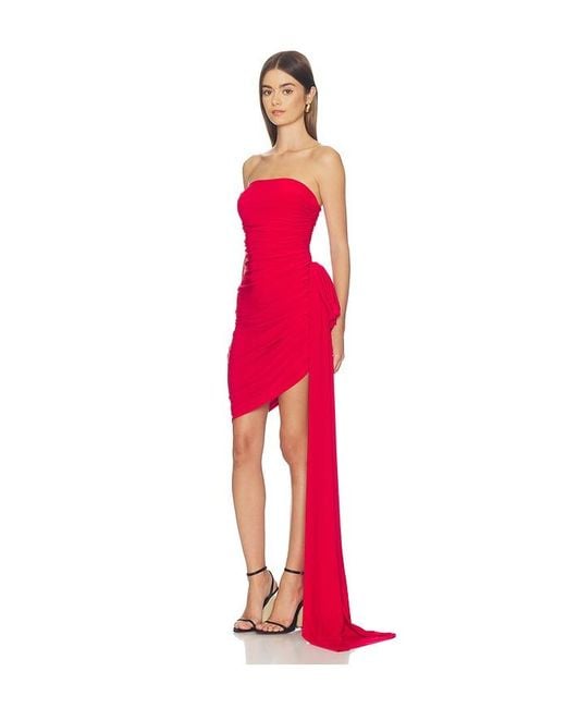 Norma Kamali Red Strapless Diana Mini Dress With Bow