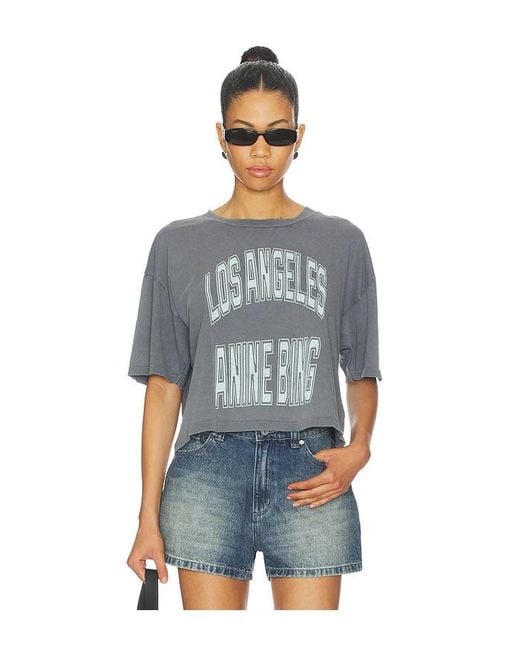 Anine Bing Blue Johnny Cropped Tee