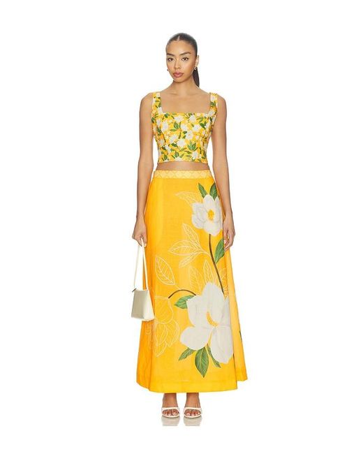 VERANDAH Yellow Magnolia Maxi Skirt