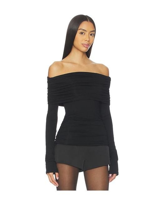 ALL THE WAYS Black Velika Off Shoulder Top
