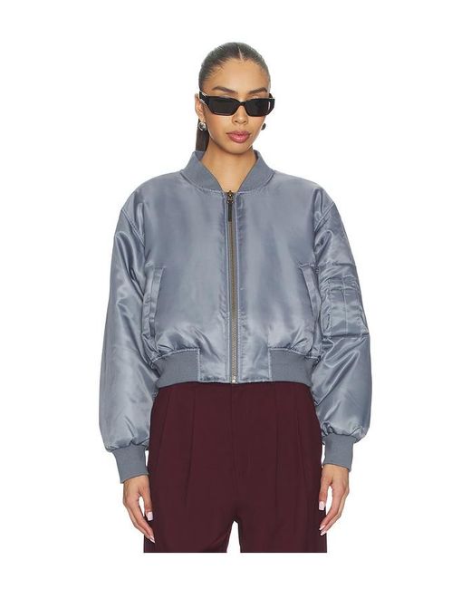 Anine Bing Blue Cropped Leon Bomber